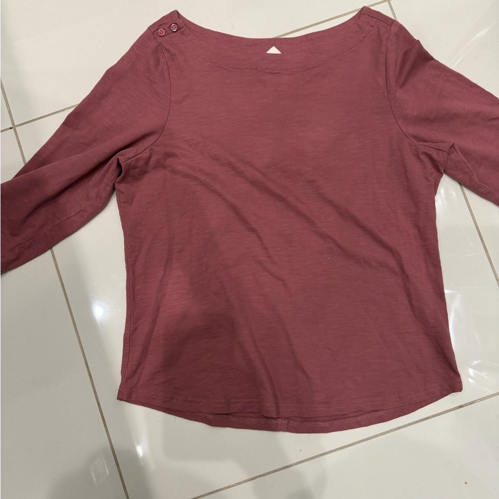 Pact Women's Dusty Rose Button-Shoulder Long Sleeve Top